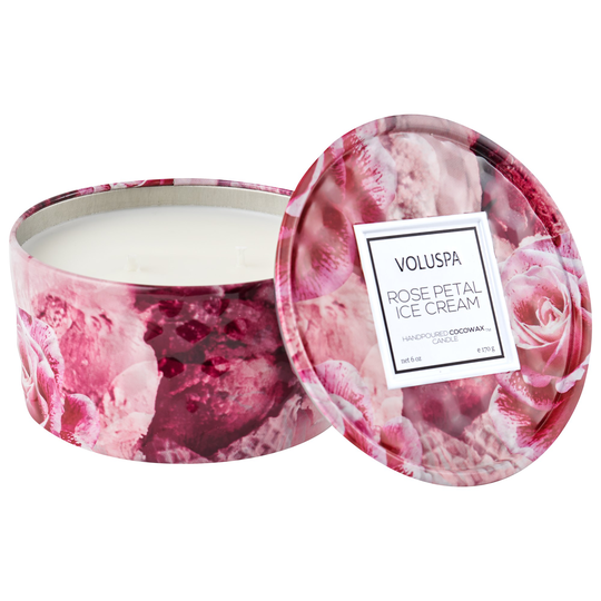 Voluspa Petal Ice Cream Roses Embossed Tin