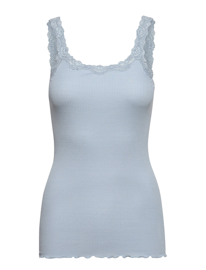 Silk Top W/ Lace T-shirts & Tops Sleeveless Sininen Rosemunde