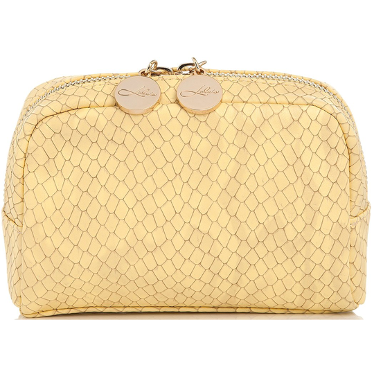 LULU'S ACCESSORIES Beauty Cosmetic Bag Mini Yellow Snake