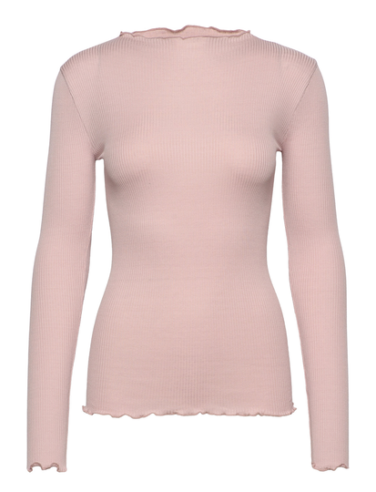 Silk T-Shirt T-shirts & Tops Long-sleeved Vaaleanpunainen Rosemunde
