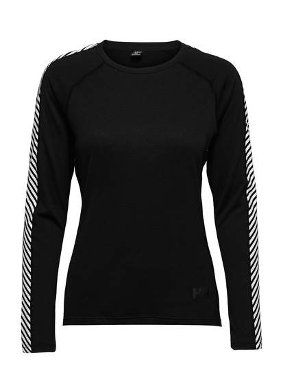 W Lifa Active Stripe Crew Base Layer Tops Musta Helly Hansen