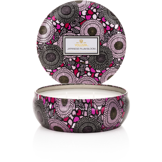 Voluspa Japonica Japanese Plum Bloom 3-wick Candle Decorative Tin