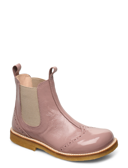 Booties - Flat - With Elastic Bootsit Nauhalliset Saapikkaat Vaaleanpunainen ANGULUS