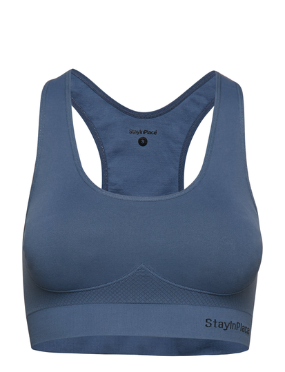 Rib Seamless Bra Lingerie Bras & Tops Sports Bras - ALL Sininen Stay In Place