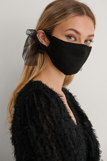 NA-KD Accessories Big Bow Face Mask - Black