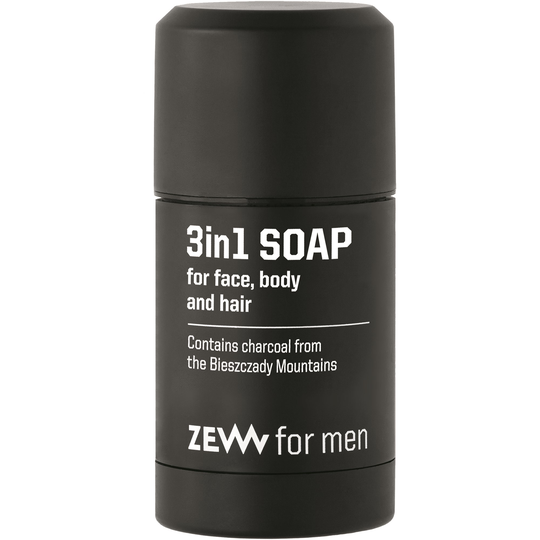 ZEW for Men Charcoal 3in1 Soap Natural Soap for Face, Body & Hair