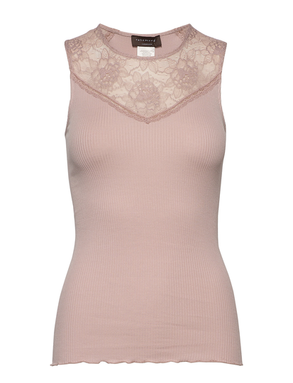 Silk Top Regular W/Lace T-shirts & Tops Sleeveless Vaaleanpunainen Rosemunde