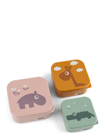 Snack Box Set 3 Pcs Deer Friends Home Meal Time Lunch Boxes Vaaleanpunainen D By Deer