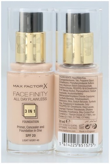 Max Factor Facefinity 3 in 1 Foundation 40 Light Ivory -meikkivoide, vaalea norsunluu