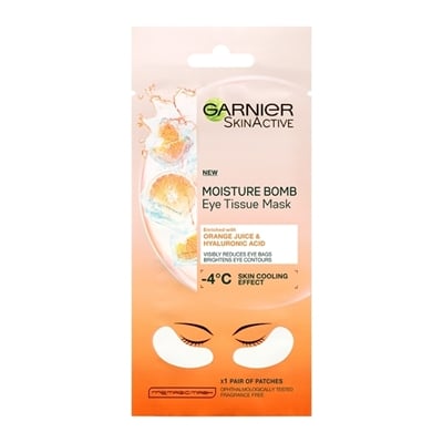 Garnier Hydra Bomb silmänympärysnaamio Appelsiinimehu - Tummat silmänaluset vastaan