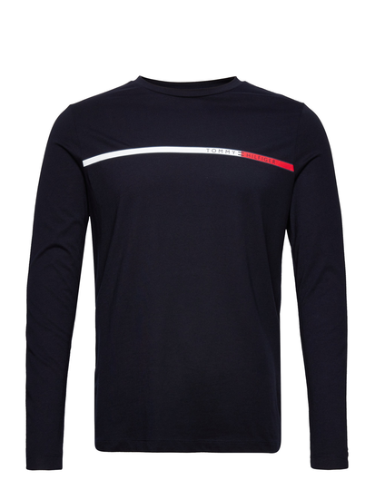 Two T Chest Stripe Ls Tee T-shirts Long-sleeved Navy Tommy Hilfiger
