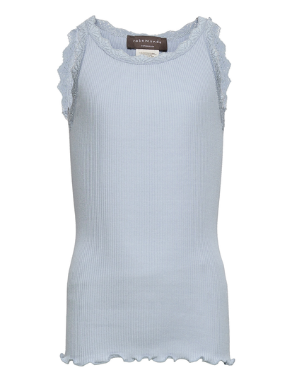 Silk Top Regular W/ Lace T-shirts Sleeveless Sininen Rosemunde Kids