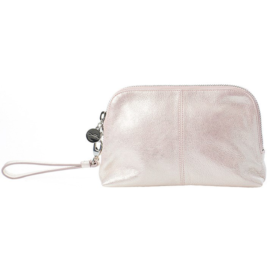 LULU'S ACCESSORIES Make-Up Purse Leather Lux Rose