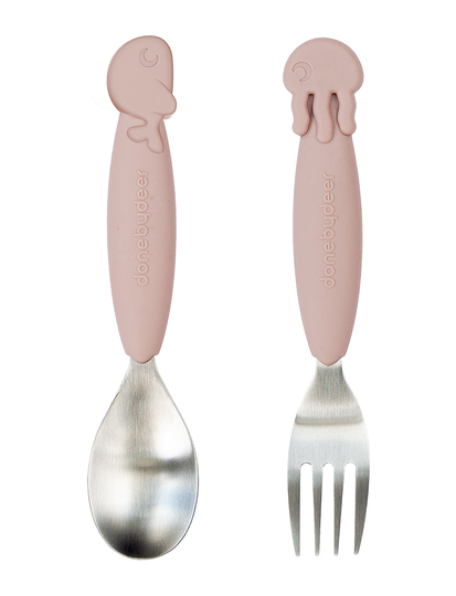 Yummyplus Spoon & Fork Set Sea Friends Home Meal Time Cutlery Vaaleanpunainen D By Deer
