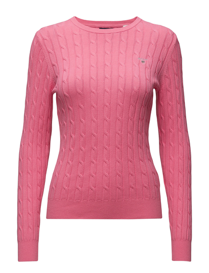 Stretch Cotton Cable C-Neck Villapaita Vaaleanpunainen GANT