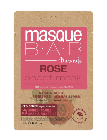 Masquebar Naturals Rose Sheet Mask Kasvonaamio Ihonhoito Nude Masque B.A.R