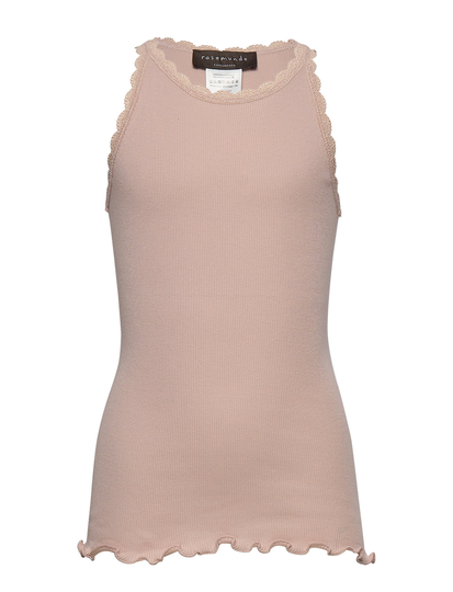 Organic Top Regular Ss W/ Lace T-shirts Sleeveless Rosemunde Kids
