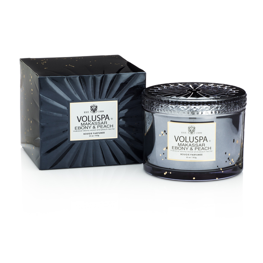 Voluspa Makassar Ebony & Peach Vermeil Boxed Corta Maison Glass w