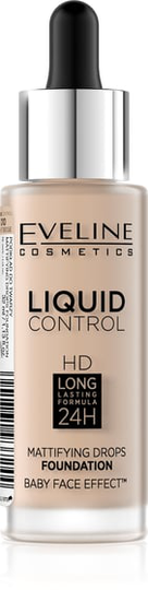 Eveline Liquid Control Foundation tiputtimella 010 Light Beige 32ml
