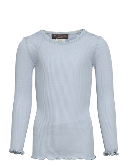 Silk T-Shirt W/ Lace T-shirts Long-sleeved T-shirts Sininen Rosemunde Kids