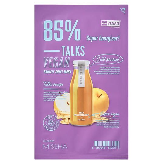 Talks Vegan Squeeze Sheet Mask [Super Energizer], 27 g MISSHA Kasvonaamiot