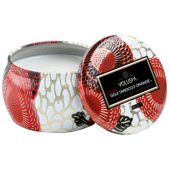 Voluspa Japonica Holiday Decorative Minitin Candle, Spiced Goji T