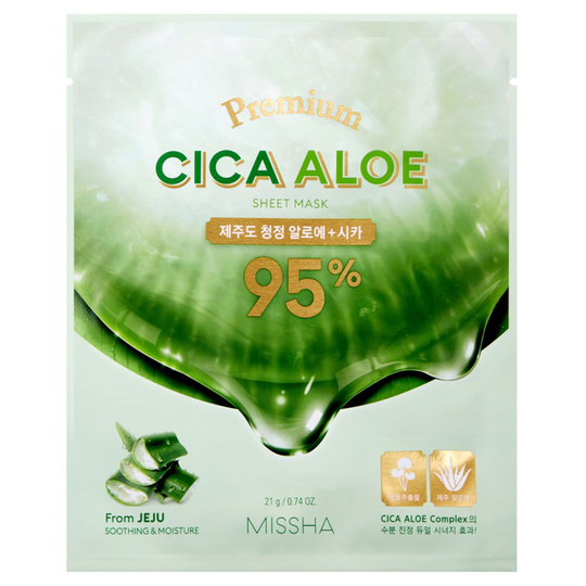 Premium Cica Aloe Sheet Mask, MISSHA Kasvonaamiot