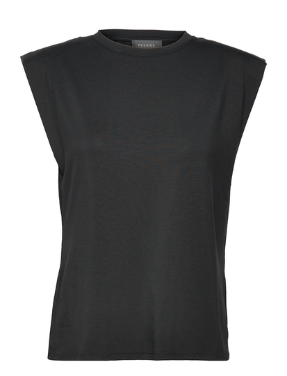T Tencel Shoulder Pad Top T-shirts & Tops Sleeveless Musta Residus