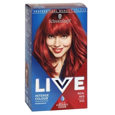 Schwarzkopf Live XXL Hiusväri Permanent 35 Real Red 1 tuubi Live Colour Cream 60 ml 1 pullo kehitettä 60 ml 1 Pose Care hoitoaine 22,5 ml