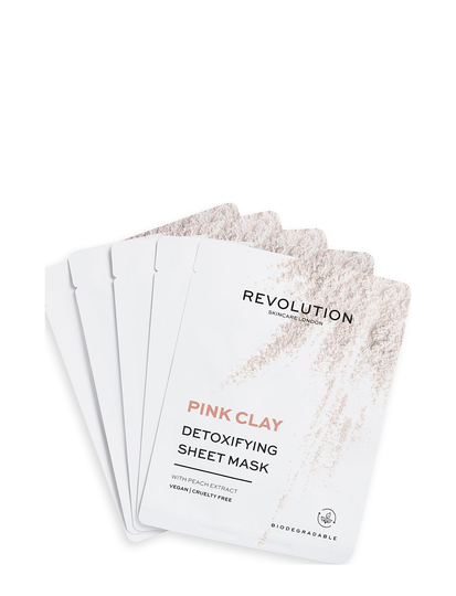 Revolution Skincare Biodegradable Detoxifying Pink Clay Beauty WOMEN Skin Care Face Face Masks Sheet Mask Revolution Skincare