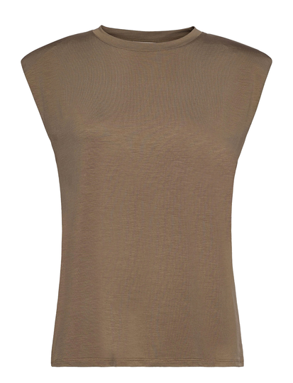 T Tencel Shoulder Pad Top T-shirts & Tops Sleeveless Ruskea Residus