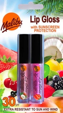 Malibu Lipgloss Coconut&Strawberry SPF30 2 kpl.