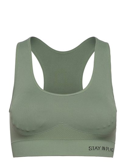 Rib Seamless Bra Lingerie Bras & Tops Sports Bras - ALL Vihreä Stay In Place