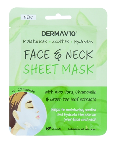 Derma V10 kasvojen ja kaulan naamio Aloe Vera