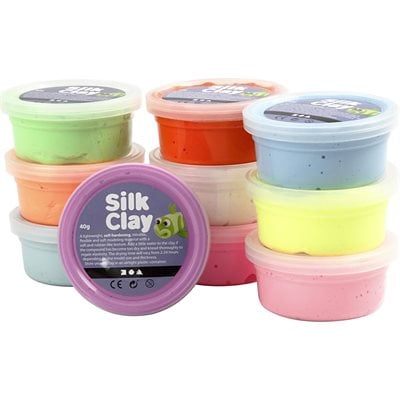 Silkkisavi - vaaleat perusvärit (10 x 40 g)