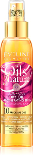 Eveline Oils Of Nature Dry Oil Regenerating Serum kasvoille ja vartalolle 125ml (vaaleanpunainen)