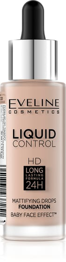 Eveline Liquid Control Foundation tiputtimella 020 Rose Beige 32ml
