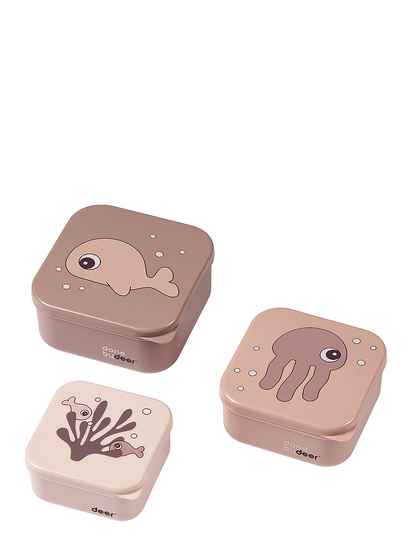Snack Box Set 3 Pcs Sea Friends Home Meal Time Lunch Boxes Vaaleanpunainen D By Deer