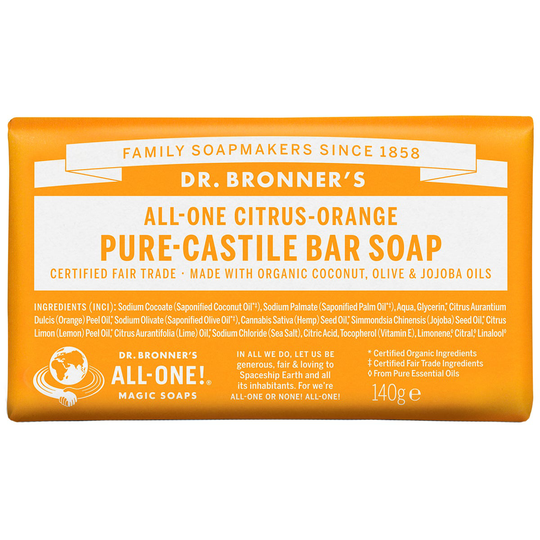 Citrus Orange Bar Soap, 140 g Dr. Bronner's Suihku- ja kylpytuotteet