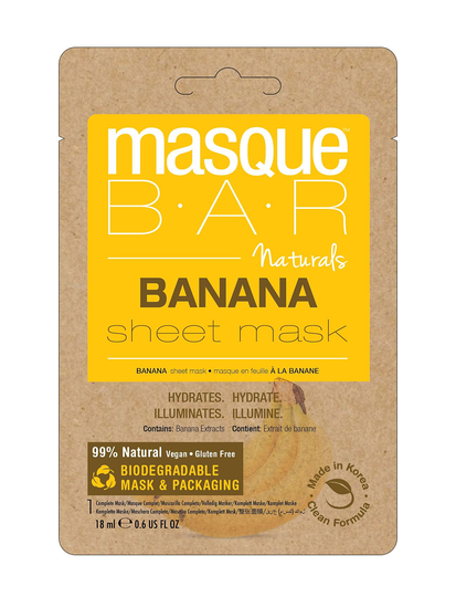 Masquebar Naturals Banana Sheet Mask Kasvonaamio Ihonhoito Coral Masque B.A.R