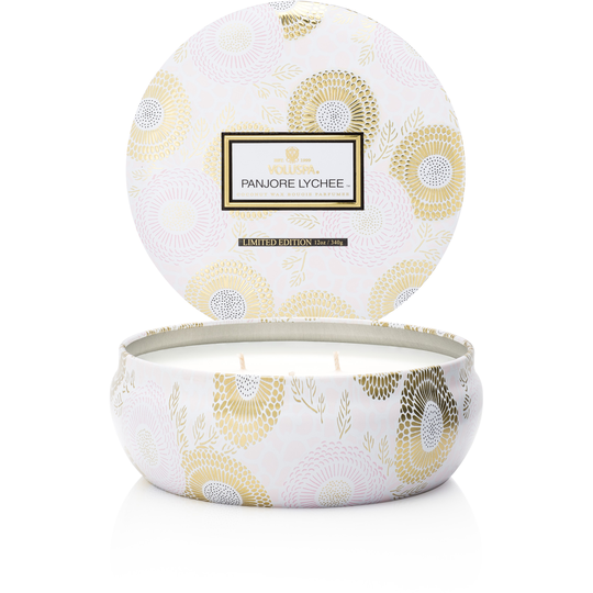 Voluspa Japonica Panjore Lychee 3-wick Candle Decorative Tin 340