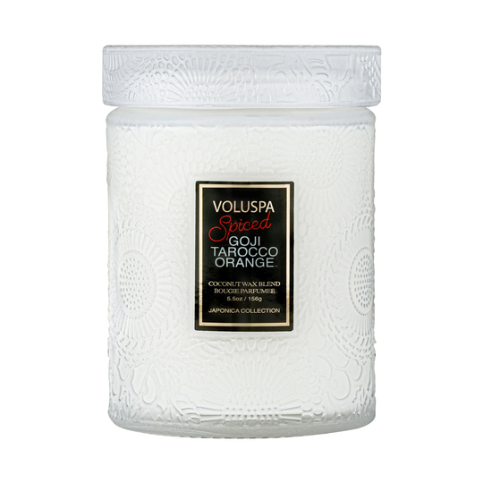 Voluspa Japonica Holiday Miniglass Jar with lid, Goji Tarocco Ora