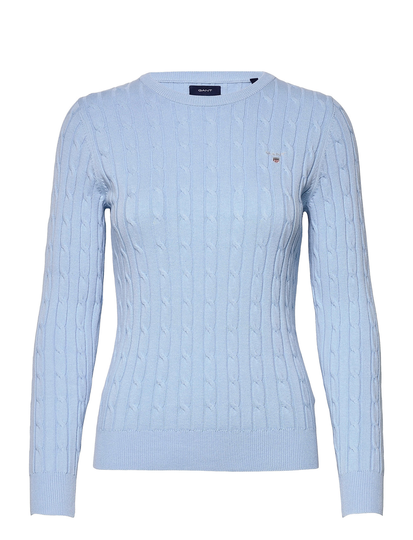 Stretch Cotton Cable C-Neck Villapaita Sininen GANT