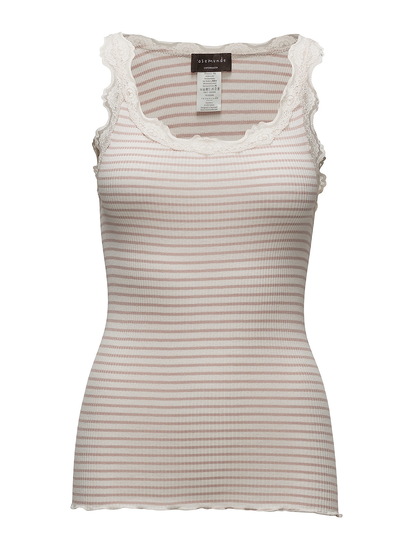 Silk Top W/ Lace T-shirts & Tops Sleeveless Valkoinen Rosemunde