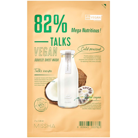 Talks Vegan Squeeze Sheet Mask [Mega Nutritious], 27 g MISSHA Kasvonaamiot