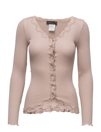 Silk Cardigan W/ Lace Neuletakki Vaaleanpunainen Rosemunde