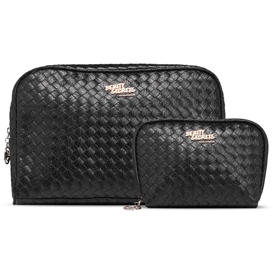 Gillian Jones Secrets Black Braided Cosmetic Bag With Makeup Purs