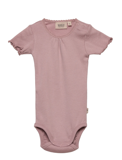Body Rib Lace Ss Bodies Short-sleeved Liila Wheat