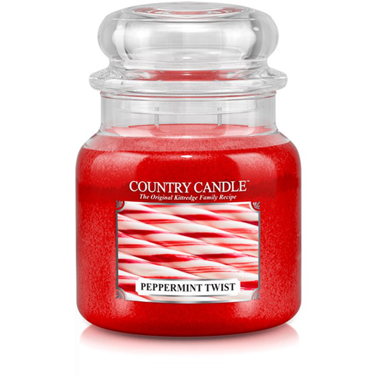 Country Candle Peppermint Twist Christmas Scent 2 Wick Medium Jar