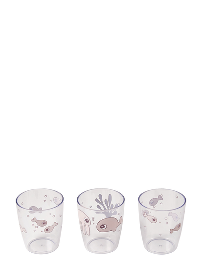 Yummy Mini Glass 3 Pcs Sea Friends Home Meal Time Cups & Mugs Cups Vaaleanpunainen D By Deer